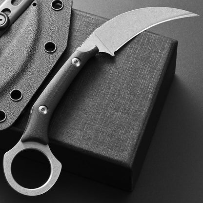 C1150 Fixed Blade Knife D2 Steel Blade G10 Handle Claw Knife for Outdoor EDC Tool Camping Hiking(Silver)