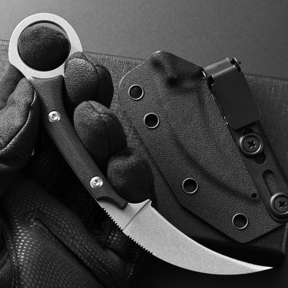 C1150 Fixed Blade Knife D2 Steel Blade G10 Handle Claw Knife for Outdoor EDC Tool Camping Hiking(Silver)