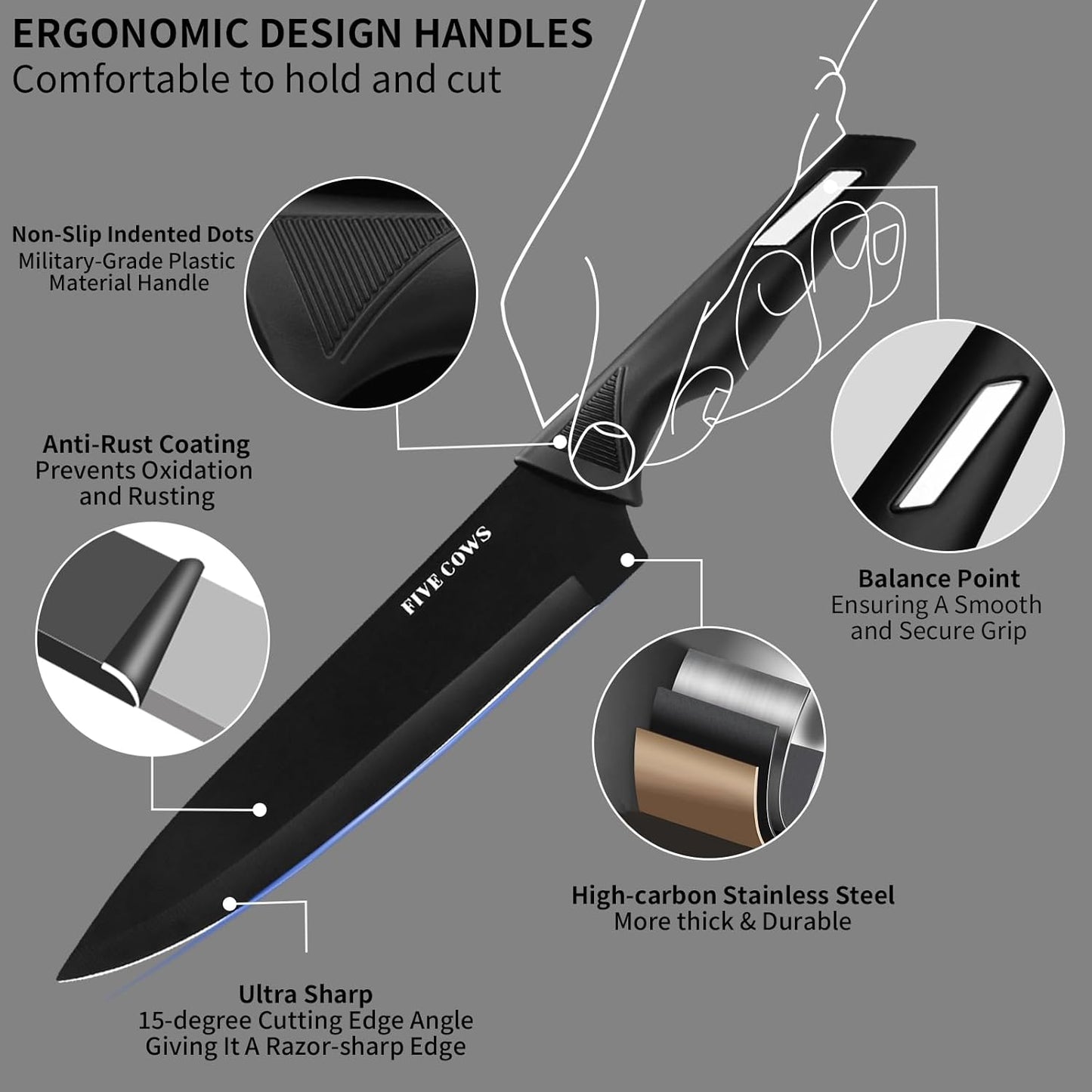 Premium 12-Piece Kitchen Knives Set with Universal Knife Block | Ultra Sharp Chef Knife, High Carbon Stainless Steel, Anti-Rust Non-Stick, Ergonomic Non-Slip Handle, Dishwasher Safe