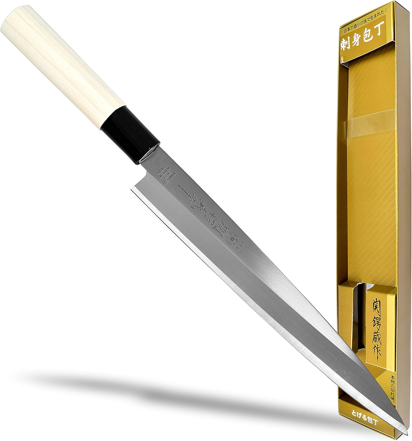 Seki Japan TSUBAZO Japanese Sushi Chef Knife, Stainless Steel Sashimi Deba Knife, Shiraki Handle, 150 mm (5.9 in)