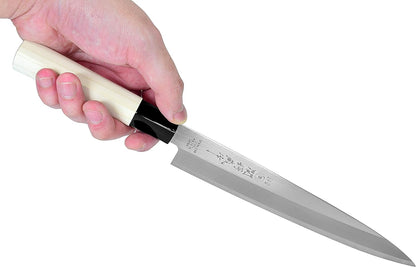 Seki Japan TSUBAZO Japanese Sushi Chef Knife, Stainless Steel Sashimi Deba Knife, Shiraki Handle, 150 mm (5.9 in)