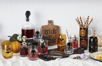 Serving Utensil Set, Skull Mirror Cheese Knives Flatware Set, Set of 4 Stainless Steel Utensils Set, Carved Wood Handles, Black Die Lacquer Finish, Halloween Decorations (4 Piece Cheese Knives)