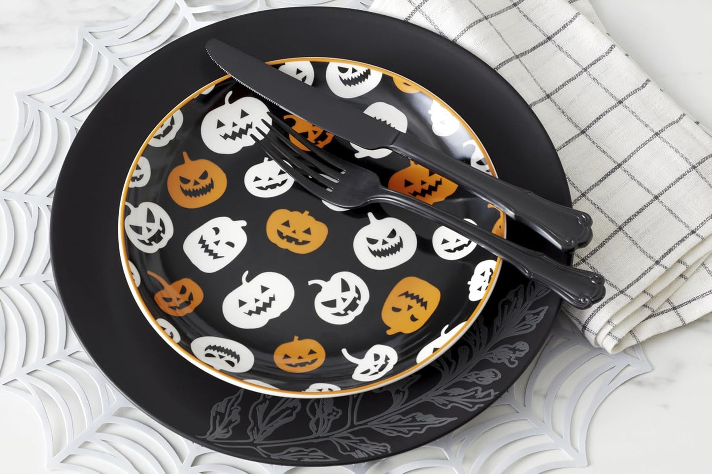 Serving Utensil Set, Skull Mirror Cheese Knives Flatware Set, Set of 4 Stainless Steel Utensils Set, Carved Wood Handles, Black Die Lacquer Finish, Halloween Decorations (4 Piece Cheese Knives)