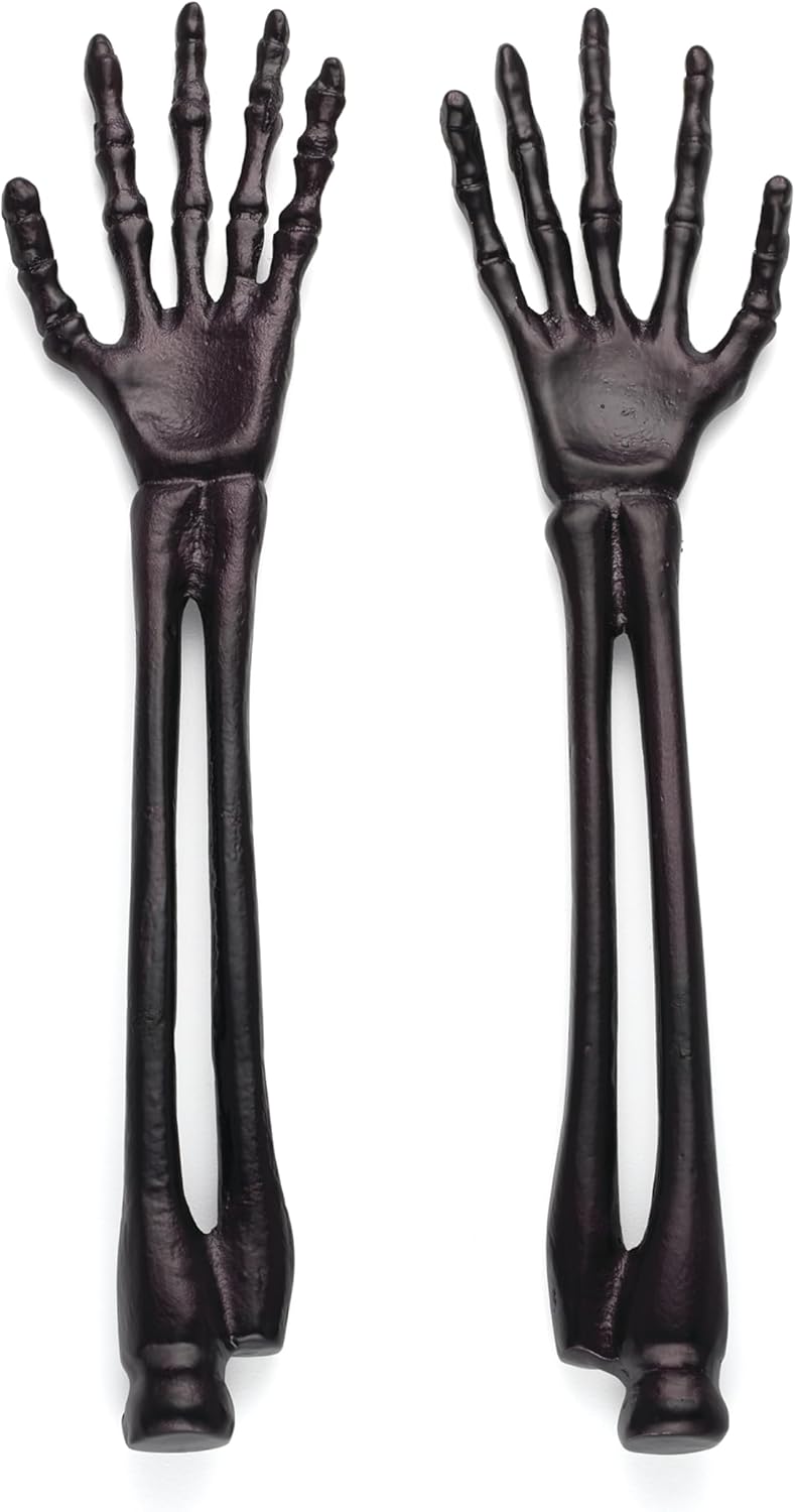 Serving Utensil Set, Skull Mirror Cheese Knives Flatware Set, Set of 4 Stainless Steel Utensils Set, Carved Wood Handles, Black Die Lacquer Finish, Halloween Decorations (4 Piece Cheese Knives)