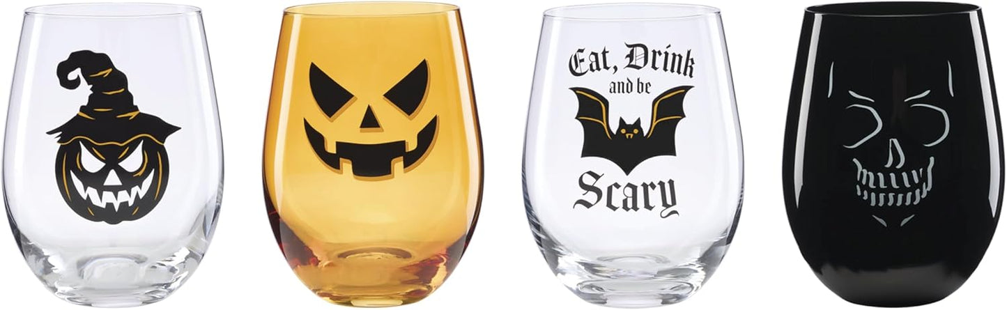 Serving Utensil Set, Skull Mirror Cheese Knives Flatware Set, Set of 4 Stainless Steel Utensils Set, Carved Wood Handles, Black Die Lacquer Finish, Halloween Decorations (4 Piece Cheese Knives)
