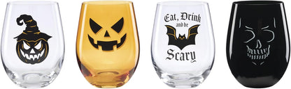 Serving Utensil Set, Skull Mirror Cheese Knives Flatware Set, Set of 4 Stainless Steel Utensils Set, Carved Wood Handles, Black Die Lacquer Finish, Halloween Decorations (4 Piece Cheese Knives)