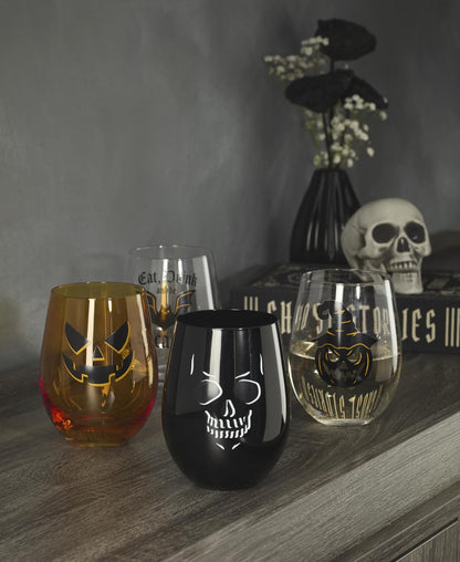Serving Utensil Set, Skull Mirror Cheese Knives Flatware Set, Set of 4 Stainless Steel Utensils Set, Carved Wood Handles, Black Die Lacquer Finish, Halloween Decorations (4 Piece Cheese Knives)