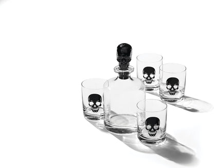 Serving Utensil Set, Skull Mirror Cheese Knives Flatware Set, Set of 4 Stainless Steel Utensils Set, Carved Wood Handles, Black Die Lacquer Finish, Halloween Decorations (4 Piece Cheese Knives)