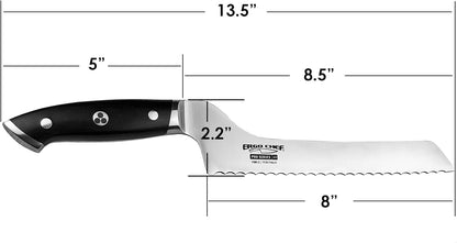 Pro Series 2.0 8-Inch Serrated Offset Bread & Deli Knife – Forged High Carbon 7Cr17MoV Stainless Steel Blade with Ergonomic Pakkawood Handle for Smooth Cutting