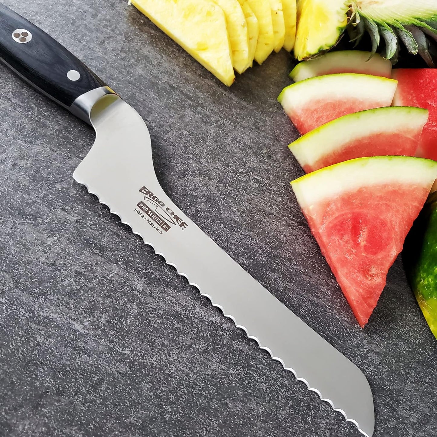 Pro Series 2.0 8-Inch Serrated Offset Bread & Deli Knife – Forged High Carbon 7Cr17MoV Stainless Steel Blade with Ergonomic Pakkawood Handle for Smooth Cutting