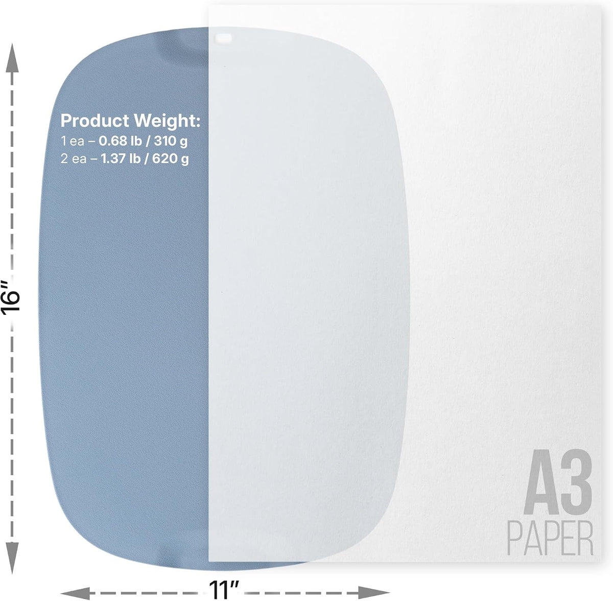 TPU Cutting Board Set of 2 11" x 16" with Handle Juice Groove - Flexible Cutting Mats for Kitchen, Knife Friendly Non-Slip Chopping Board, Scratch Resistant Blue Gray
