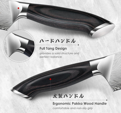 16 Pieces Knife Set, Knife Block Set in Powder Steel, Ultra Sharp Kitchen Knives Set, High Hardness Japanese Knife Set with Ergonomic Pakkawood Handle, Chef Knives Set for Kitchen Cooking