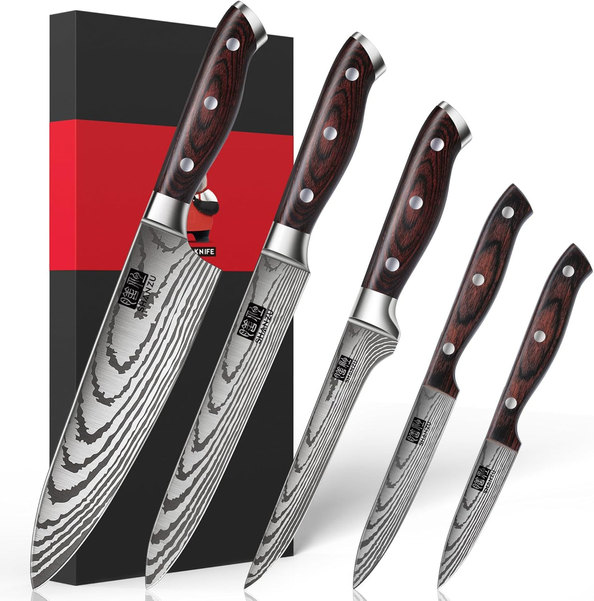 16 Pieces Knife Set, Knife Block Set in Powder Steel, Ultra Sharp Kitchen Knives Set, High Hardness Japanese Knife Set with Ergonomic Pakkawood Handle, Chef Knives Set for Kitchen Cooking