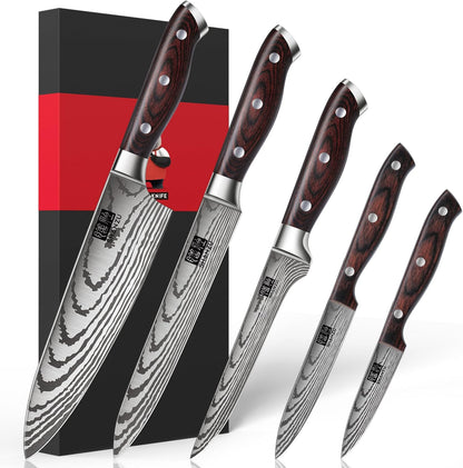 16 Pieces Knife Set, Knife Block Set in Powder Steel, Ultra Sharp Kitchen Knives Set, High Hardness Japanese Knife Set with Ergonomic Pakkawood Handle, Chef Knives Set for Kitchen Cooking