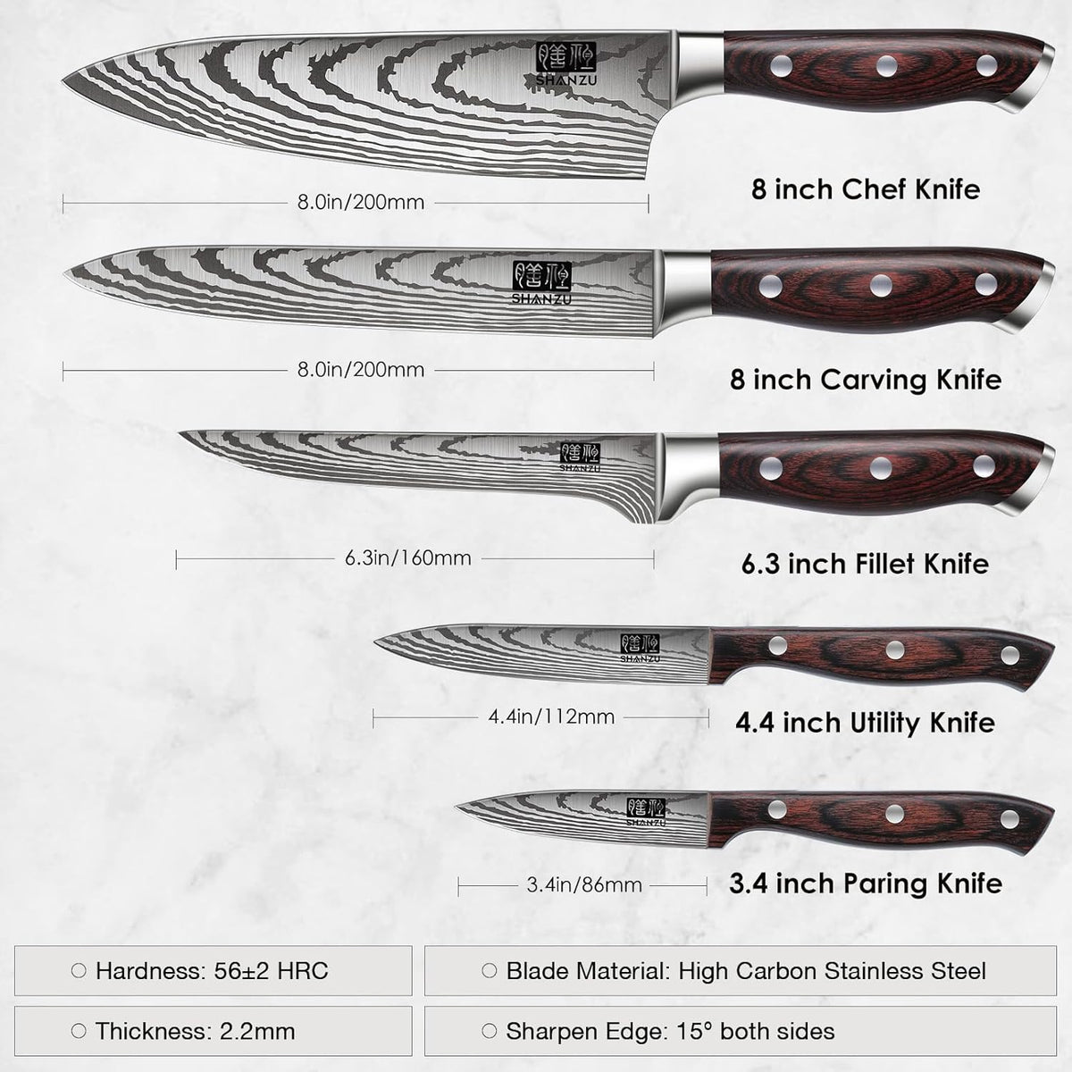 16 Pieces Knife Set, Knife Block Set in Powder Steel, Ultra Sharp Kitchen Knives Set, High Hardness Japanese Knife Set with Ergonomic Pakkawood Handle, Chef Knives Set for Kitchen Cooking
