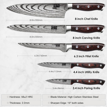 16 Pieces Knife Set, Knife Block Set in Powder Steel, Ultra Sharp Kitchen Knives Set, High Hardness Japanese Knife Set with Ergonomic Pakkawood Handle, Chef Knives Set for Kitchen Cooking