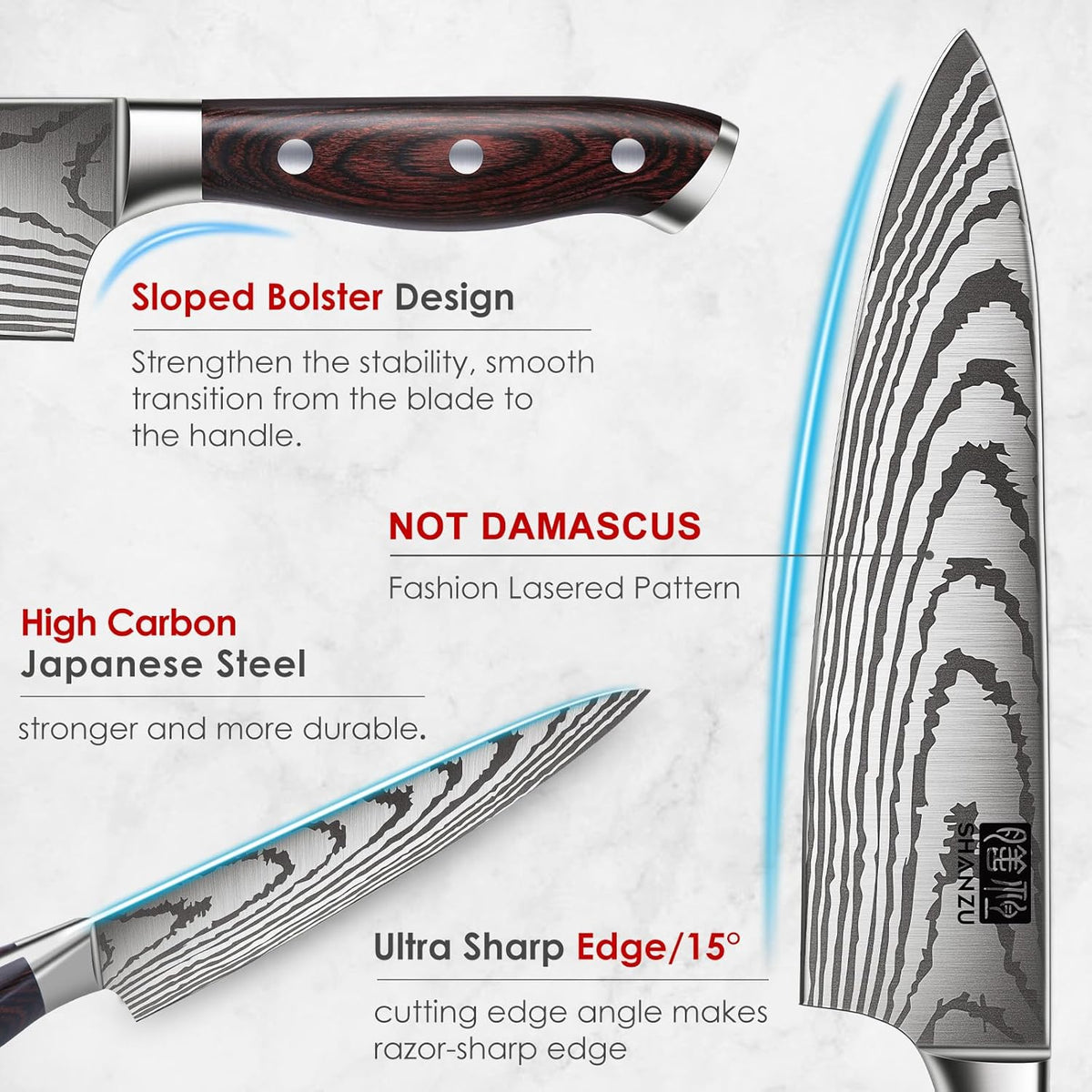 16 Pieces Knife Set, Knife Block Set in Powder Steel, Ultra Sharp Kitchen Knives Set, High Hardness Japanese Knife Set with Ergonomic Pakkawood Handle, Chef Knives Set for Kitchen Cooking