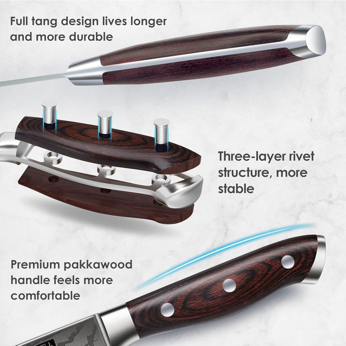 16 Pieces Knife Set, Knife Block Set in Powder Steel, Ultra Sharp Kitchen Knives Set, High Hardness Japanese Knife Set with Ergonomic Pakkawood Handle, Chef Knives Set for Kitchen Cooking