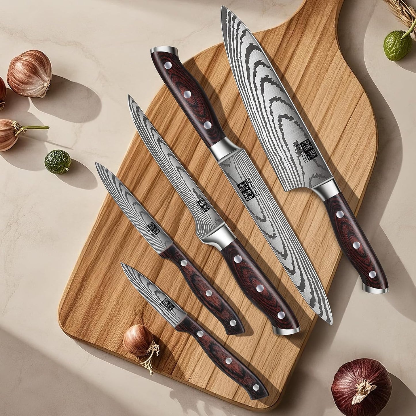 16 Pieces Knife Set, Knife Block Set in Powder Steel, Ultra Sharp Kitchen Knives Set, High Hardness Japanese Knife Set with Ergonomic Pakkawood Handle, Chef Knives Set for Kitchen Cooking