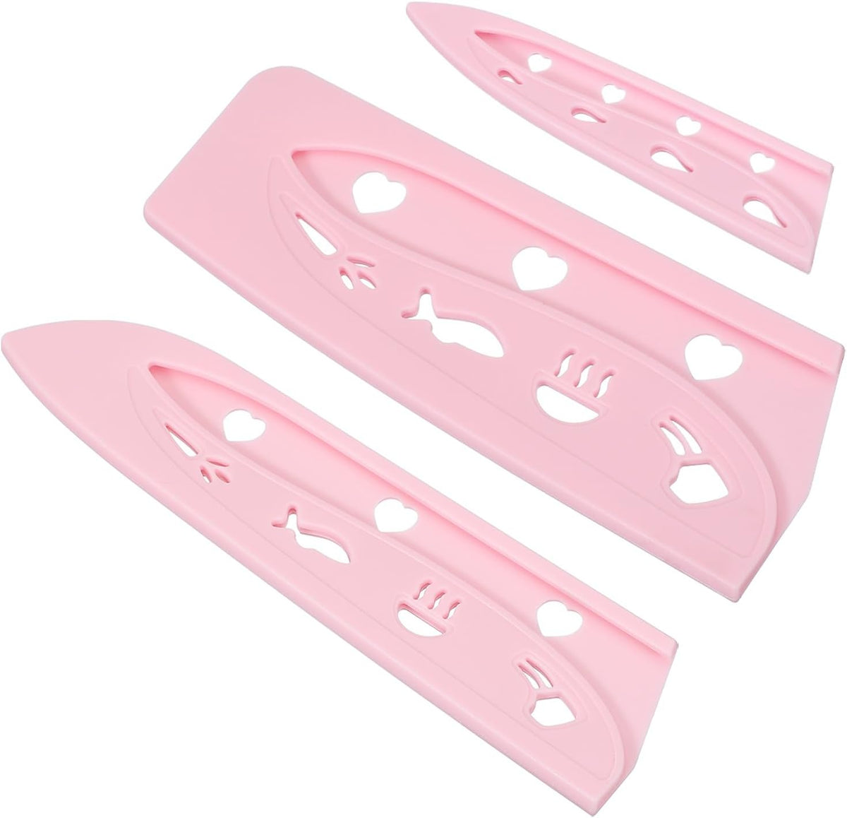3Pcs Plastic Safety Knife Cover Sleeves Set, Universal Blade Covers Chopping Knife Guard Blade Protector for Kitchen Bar, Pink