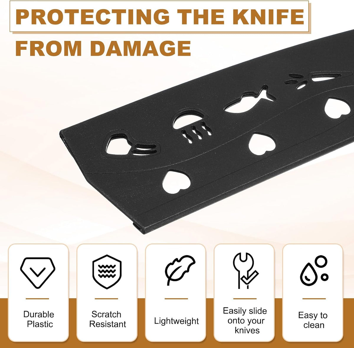 3Pcs Plastic Safety Knife Cover Sleeves Set, Universal Blade Covers Chopping Knife Guard Blade Protector for Kitchen Bar, Pink