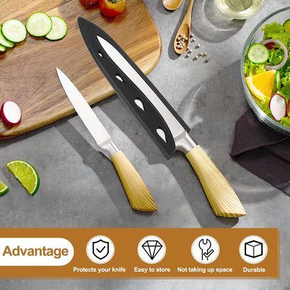 3Pcs Plastic Safety Knife Cover Sleeves Set, Universal Blade Covers Chopping Knife Guard Blade Protector for Kitchen Bar, Pink