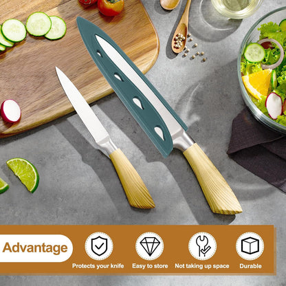 3Pcs Plastic Safety Knife Cover Sleeves Set, Universal Blade Covers Chopping Knife Guard Blade Protector for Kitchen Bar, Pink