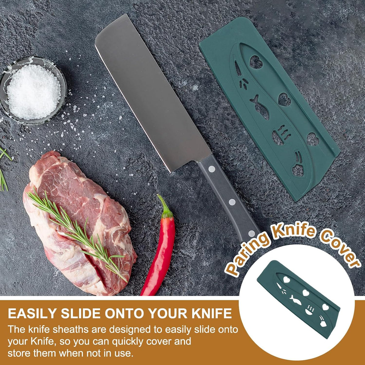 3Pcs Plastic Safety Knife Cover Sleeves Set, Universal Blade Covers Chopping Knife Guard Blade Protector for Kitchen Bar, Pink