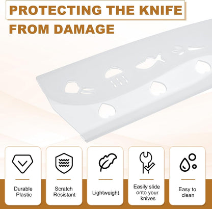 3Pcs Plastic Safety Knife Cover Sleeves Set, Universal Blade Covers Chopping Knife Guard Blade Protector for Kitchen Bar, Pink