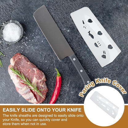 3Pcs Plastic Safety Knife Cover Sleeves Set, Universal Blade Covers Chopping Knife Guard Blade Protector for Kitchen Bar, Pink