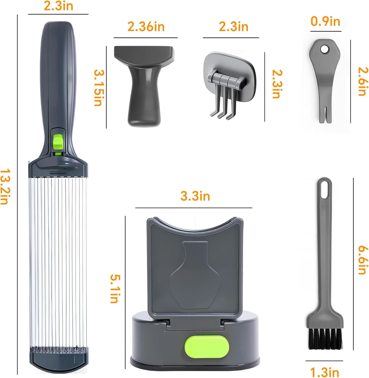 Fresh meat slicer Thickness adjustable 2 or 4 mm 17 blades can cut 18 slices of meat Manual meat slicer Beef Pork Lamb slicer for home cooking BBQ hotpot Quick slicing shredding dicing (gray)