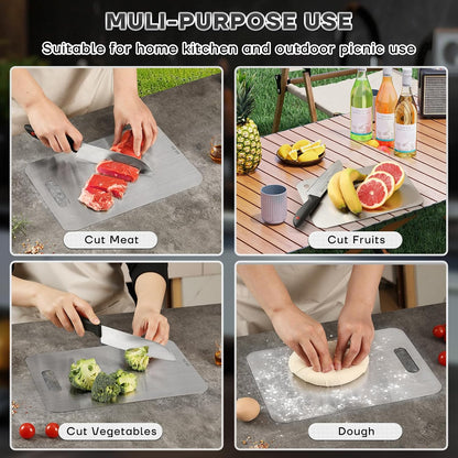 Katuchef Titanium Cutting Boards for Kitchen Double Sided Non Toxic Metal Cutting Board,Dishwasher Safe Cutting Boards(1PC-L-9x13.5In)