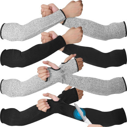 4 Pairs Cut Resistant Sleeves Thin Arm Protectors Arm Guard for Thin Skin and Bruising Sleeves for Men Women(Black, Gray)
