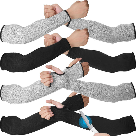4 Pairs Cut Resistant Sleeves Thin Arm Protectors Arm Guard for Thin Skin and Bruising Sleeves for Men Women(Black, Gray)