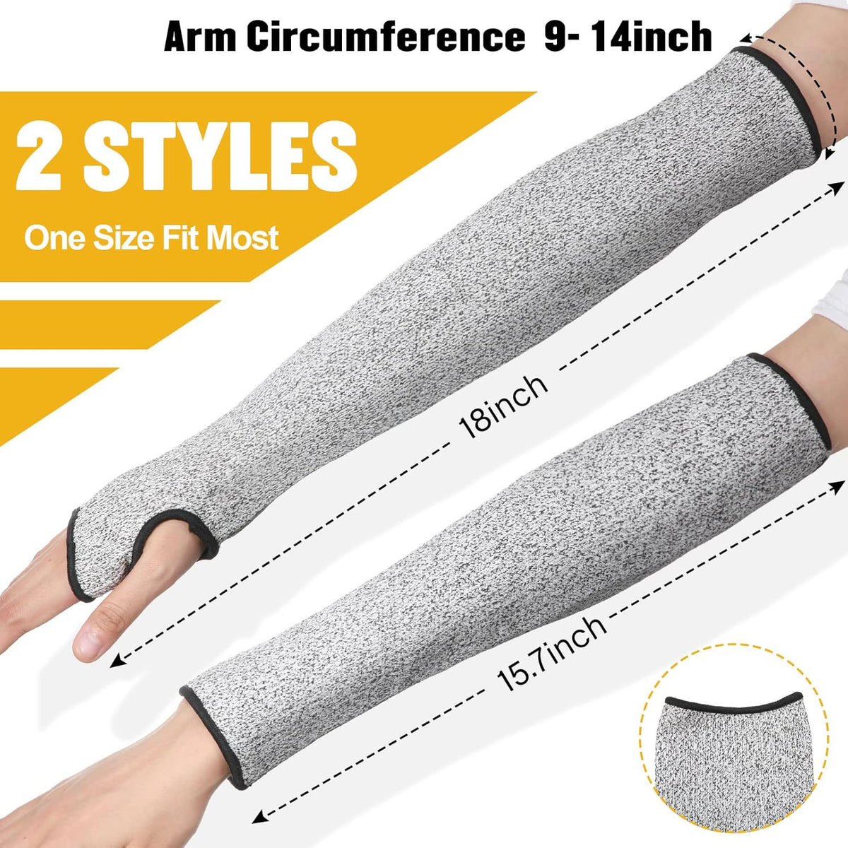 4 Pairs Cut Resistant Sleeves Thin Arm Protectors Arm Guard for Thin Skin and Bruising Sleeves for Men Women(Black, Gray)