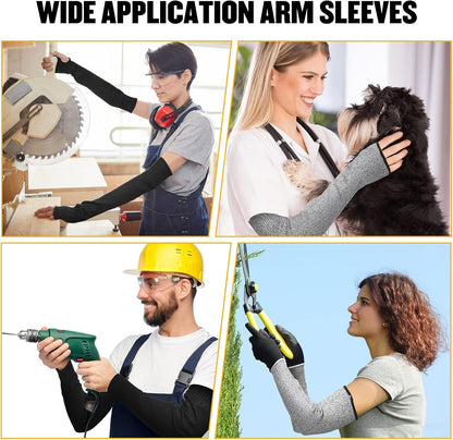 4 Pairs Cut Resistant Sleeves Thin Arm Protectors Arm Guard for Thin Skin and Bruising Sleeves for Men Women(Black, Gray)