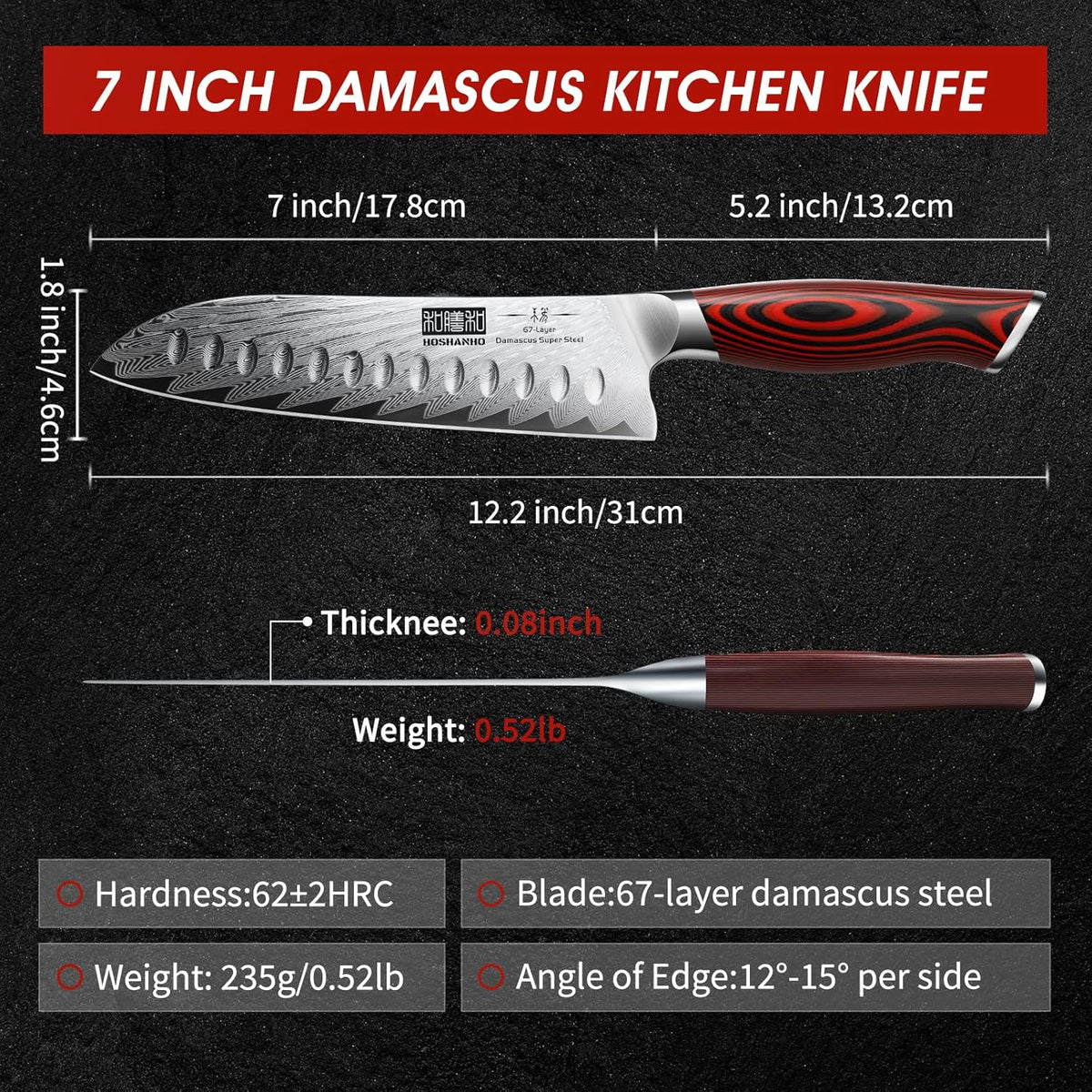 Damascus Chef Knife, 8" Professional Japanese Kitchen Knife & G10