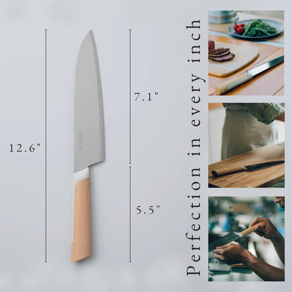 KISEKI: 7.1 Inch Santoku Japanese Chef's Knife, 1.2 mm Tungsten Carbide Alloy Blade, Ergonomic Yamazakura Cherry Wood Handle, Rust Resistant, Made in Japan