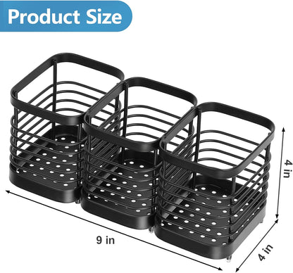 Utensil Holder, Stainless Steel Utensil Drying Rack for Kitchen Counter | Sturdy, Drain Hole, Silverware, Cutlery, Flatware, Forks, Knives, Spoons, Chopsticks, Organizer