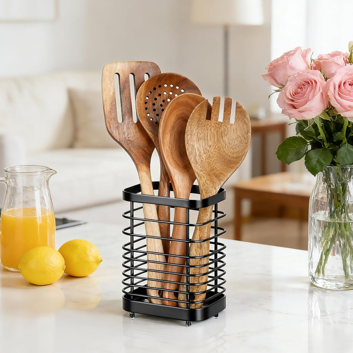 Utensil Holder, Stainless Steel Utensil Drying Rack for Kitchen Counter | Sturdy, Drain Hole, Silverware, Cutlery, Flatware, Forks, Knives, Spoons, Chopsticks, Organizer