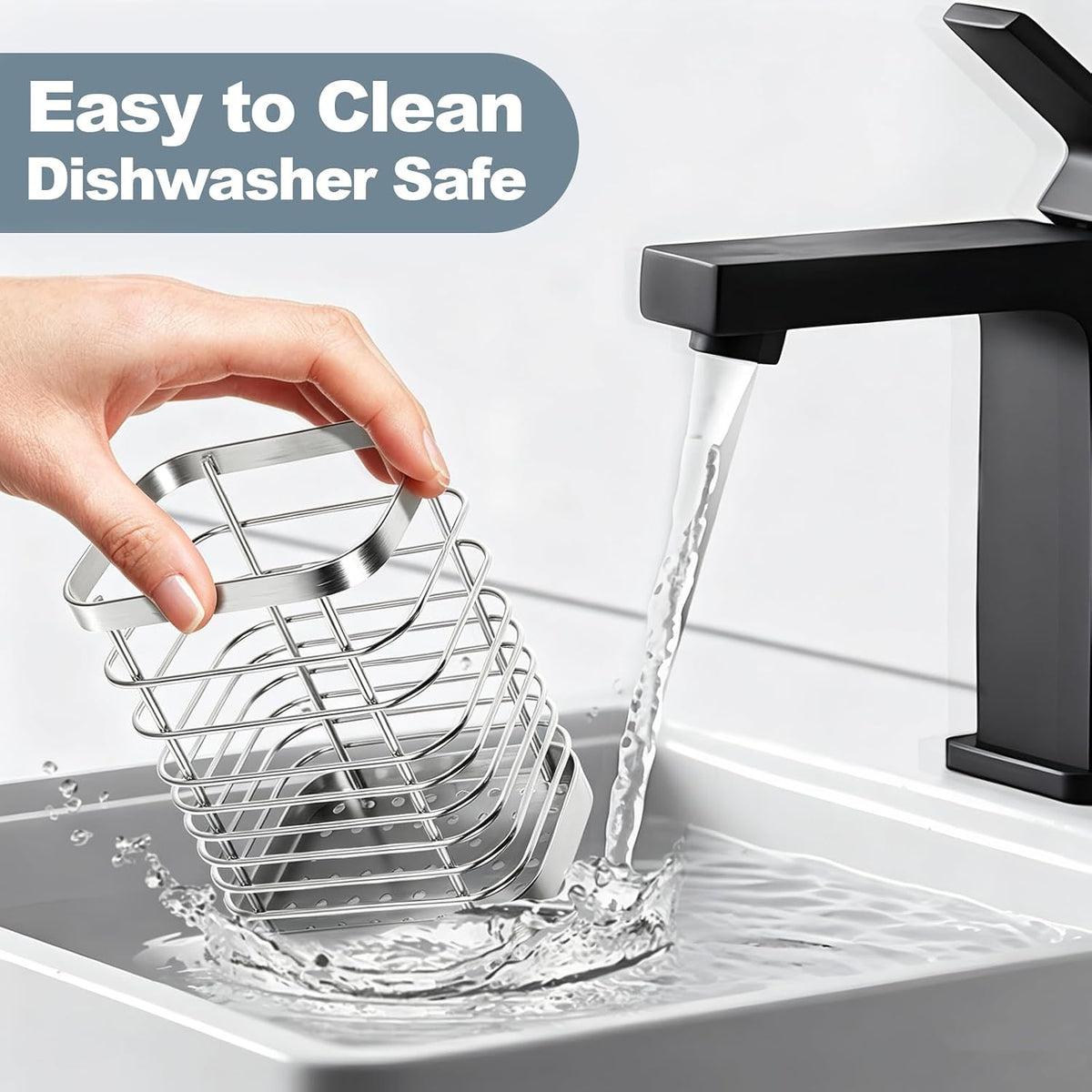 Utensil Holder, Stainless Steel Utensil Drying Rack for Kitchen Counter | Sturdy, Drain Hole, Silverware, Cutlery, Flatware, Forks, Knives, Spoons, Chopsticks, Organizer