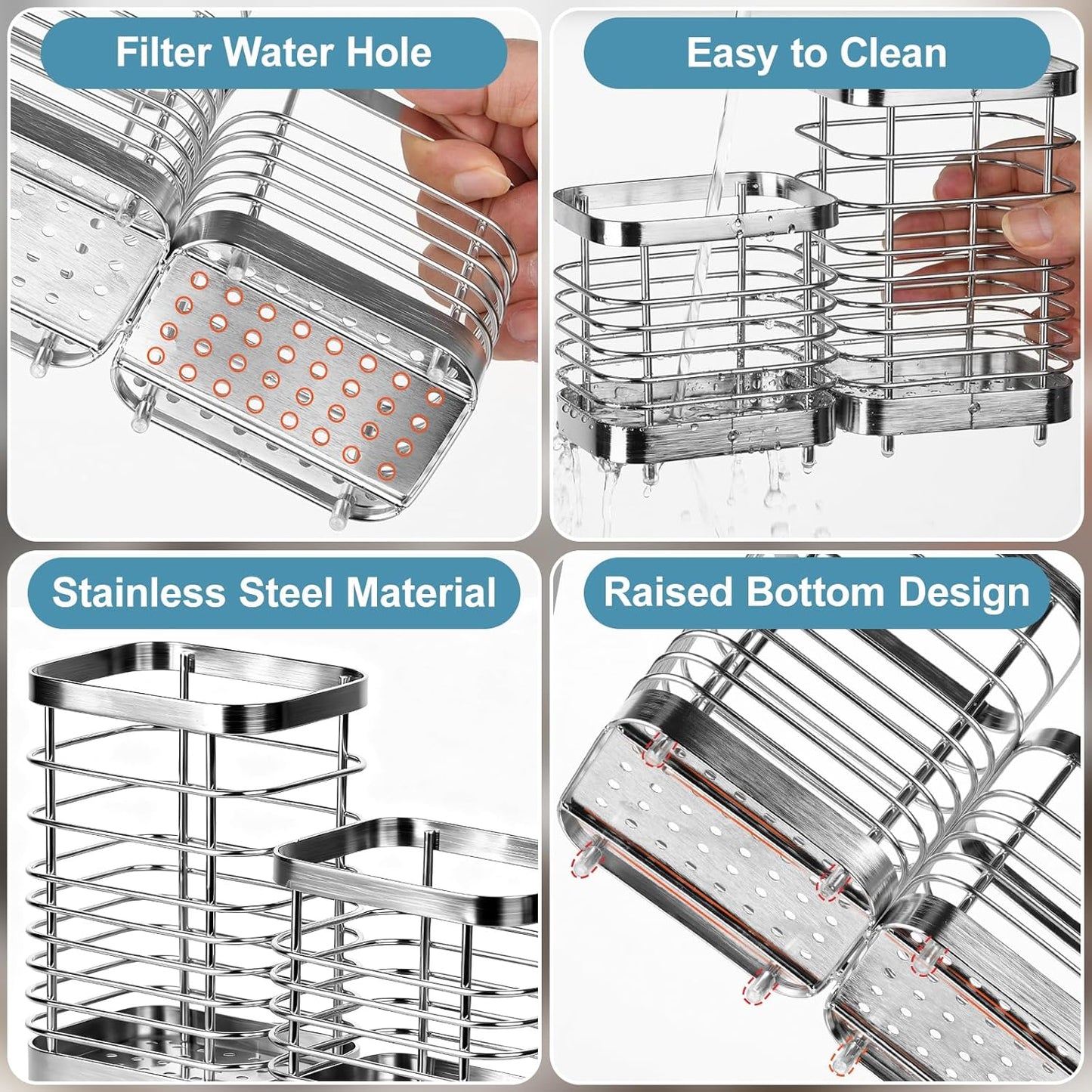 Utensil Holder, Stainless Steel Utensil Drying Rack for Kitchen Counter | Sturdy, Drain Hole, Silverware, Cutlery, Flatware, Forks, Knives, Spoons, Chopsticks, Organizer