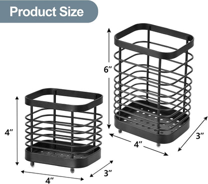 Utensil Holder, Stainless Steel Utensil Drying Rack for Kitchen Counter | Sturdy, Drain Hole, Silverware, Cutlery, Flatware, Forks, Knives, Spoons, Chopsticks, Organizer