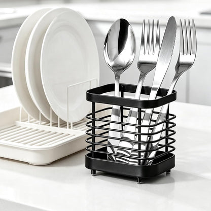 Utensil Holder, Stainless Steel Utensil Drying Rack for Kitchen Counter | Sturdy, Drain Hole, Silverware, Cutlery, Flatware, Forks, Knives, Spoons, Chopsticks, Organizer