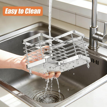 Utensil Holder, Stainless Steel Utensil Drying Rack for Kitchen Counter | Sturdy, Drain Hole, Silverware, Cutlery, Flatware, Forks, Knives, Spoons, Chopsticks, Organizer