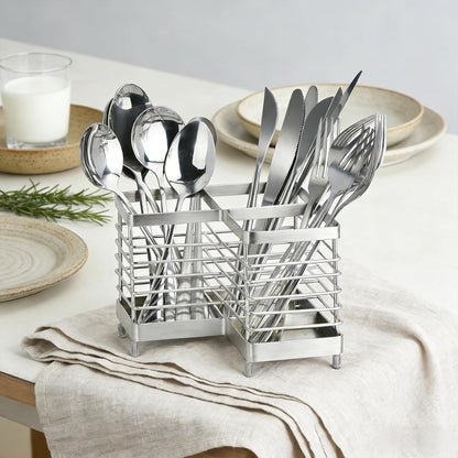 Utensil Holder, Stainless Steel Utensil Drying Rack for Kitchen Counter | Sturdy, Drain Hole, Silverware, Cutlery, Flatware, Forks, Knives, Spoons, Chopsticks, Organizer