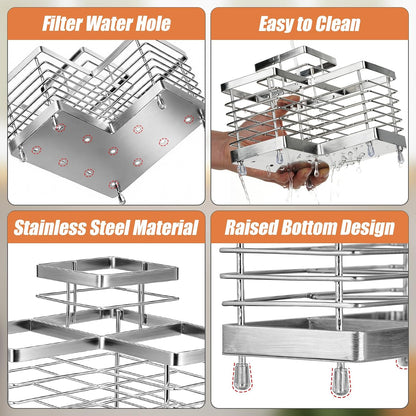 Utensil Holder, Stainless Steel Utensil Drying Rack for Kitchen Counter | Sturdy, Drain Hole, Silverware, Cutlery, Flatware, Forks, Knives, Spoons, Chopsticks, Organizer