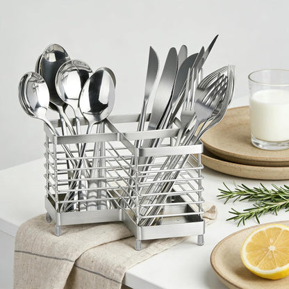 Utensil Holder, Stainless Steel Utensil Drying Rack for Kitchen Counter | Sturdy, Drain Hole, Silverware, Cutlery, Flatware, Forks, Knives, Spoons, Chopsticks, Organizer