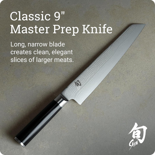 Classic 9" Master Prep Knife, VG-MAX Damascus, Pakkawood | Handcrafted Japanese Meat & Vegetable Knife, VG-MAX Core with Damascus Stainless Steel Cladding, Pakkawood Handle