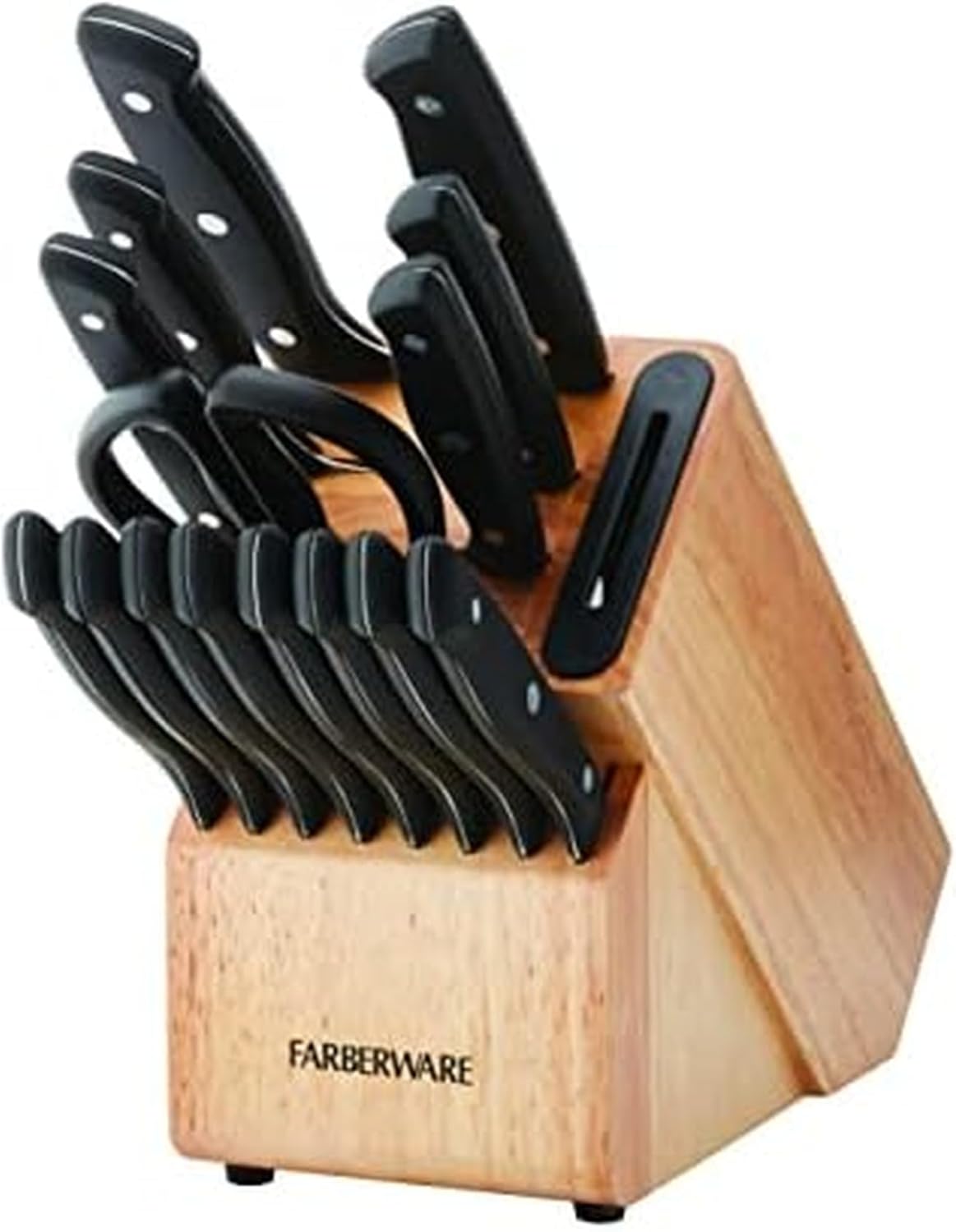 Edgekeeper Triple Rivet Block Set with Built in Knife Sharpener, 16-Piece, Black